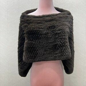 Cassin New York Luxury Winter Brown Soft Rabbit Fur Cape Wrap Womens One Size